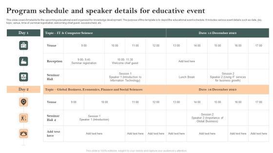 Program Schedule And Speaker Details For Educative Event Guidelines PDF Program Schedule And Speaker Details For Educative Event Guidelines PDF