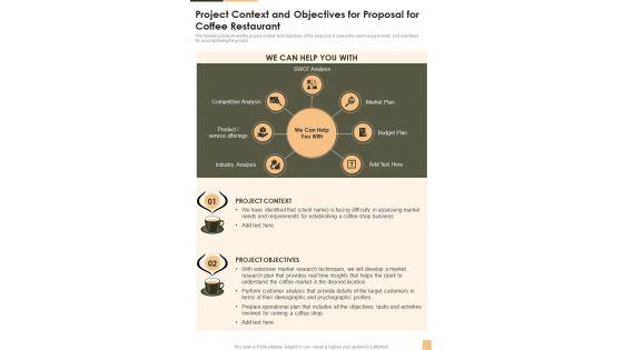 Project_Context_And_Objectives_For_Coffee_Restaurant_One_Pager_Sample_Example_Document_Slide_1.jpg
