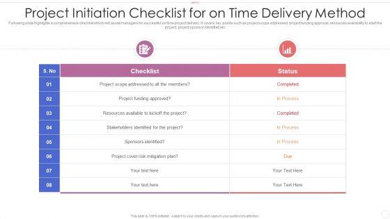 Project_Initiation_Checklist_For_On_Time_Delivery_Method_Elements_PDF_Slide_1.jpg