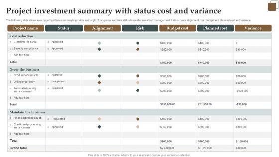Project_Investment_Summary_With_Status_Cost_And_Variance_Graphics_PDF_Slide_1.jpg
