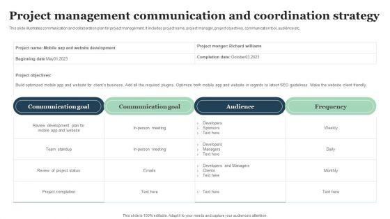 Project Management Communication And Coordination Strategy Background PDF Project Management Communication And Coordination Strategy Background PDF