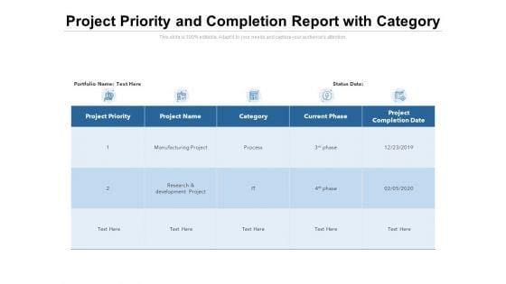 Project_Priority_And_Completion_Report_With_Category_Ppt_PowerPoint_Presentation_Background_Designs_PDF_Slide_1.jpg