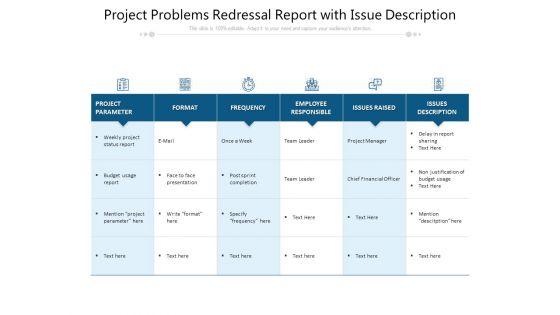 Project_Problems_Redressal_Report_With_Issue_Description_Ppt_PowerPoint_Presentation_File_Model_PDF_Slide_1.jpg