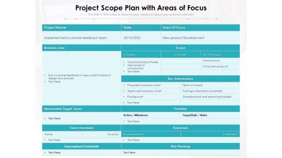 Project Scope Plan With Areas Of Focus Ppt PowerPoint Presentation Model Graphic Images PDF Project Scope Plan With Areas Of Focus Ppt PowerPoint Presentation Model Graphic Images PDF