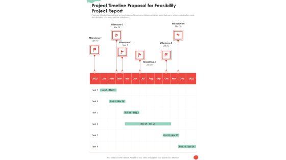 Project Timeline Proposal For Feasibility Project Report One Pager Sample Example Document Project Timeline Proposal For Feasibility Project Report One Pager Sample Example Document