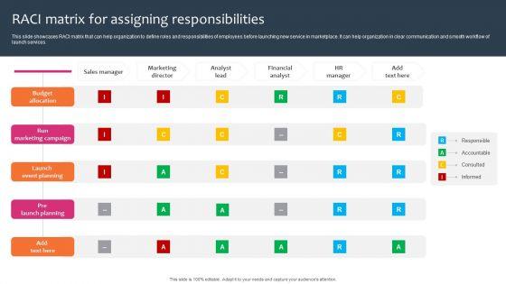 Promotion_Sales_Techniques_For_New_Service_Introduction_Raci_Matrix_For_Assigning_Responsibilities_Ideas_PDF_Slide_1.jpg