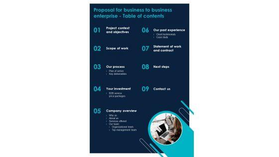 Proposal_For_Business_To_Business_Enterprise_Table_Of_Contents_One_Pager_Sample_Example_Document_Slide_1.jpg