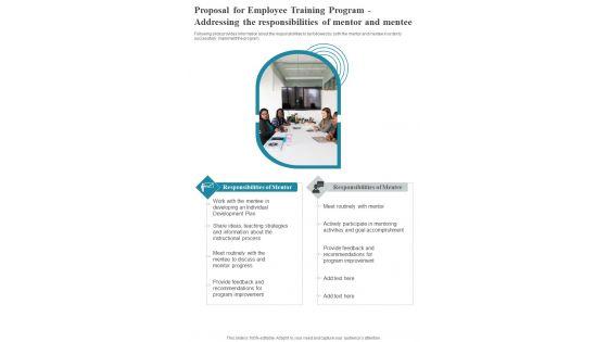 Proposal_For_Employee_Training_Program_Addressing_The_Responsibilities_One_Pager_Sample_Example_Document_Slide_1.jpg