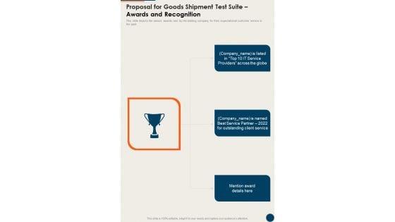 Proposal_For_Goods_Shipment_Test_Suite_Awards_And_Recognition_One_Pager_Sample_Example_Document_Slide_1.jpg
