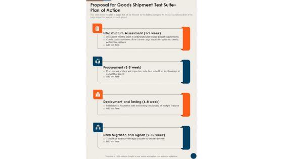 Proposal_For_Goods_Shipment_Test_Suite_Plan_Of_Action_One_Pager_Sample_Example_Document_Slide_1.jpg