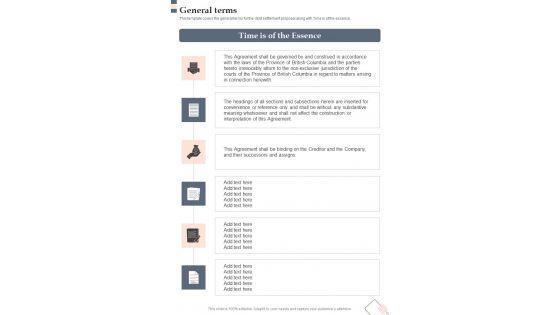 Proposal For Loan Settlement General Terms One Pager Sample Example Document Proposal For Loan Settlement General Terms One Pager Sample Example Document