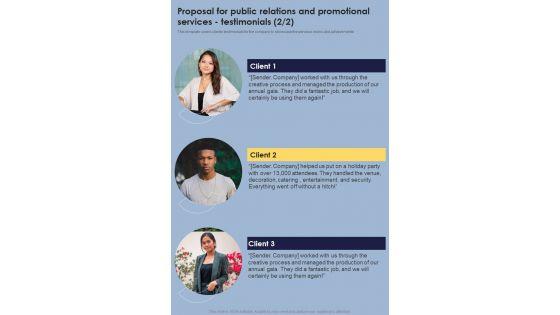 Proposal_For_Public_Relations_And_Promotional_Services_Testimonials_One_Pager_Sample_Example_Document_Slide_2.jpg