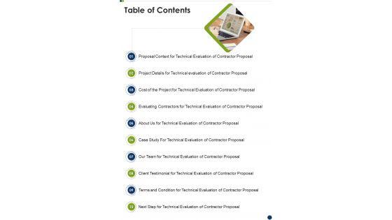 Proposal_For_Technical_Assessment_Of_Contractor_Table_Of_Contents_One_Pager_Sample_Example_Document_Slide_1.jpg
