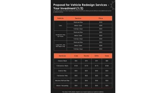Proposal_For_Vehicle_Redesign_Services_Your_Investment_One_Pager_Sample_Example_Document_Slide_1.jpg