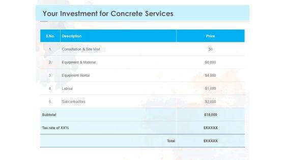 Proposal_Template_For_Concrete_Supplier_Service_Your_Investment_For_Concrete_Services_Mockup_PDF_Slide_1.jpg