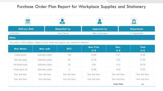 Purchase_Order_Plan_Report_For_Workplace_Supplies_And_Stationery_Ppt_PowerPoint_Presentation_Portfolio_Introduction_PDF_Slide_1.jpg