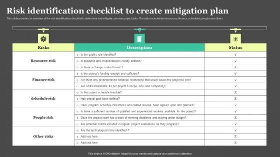 Risk_Detection_And_Management_Risk_Identification_Checklist_To_Create_Mitigation_Plan_Diagrams_PDF_Slide_1.jpg
