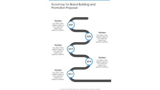 Roadmap For Brand Building And Promotion Proposal One Pager Sample Example Document Roadmap For Brand Building And Promotion Proposal One Pager Sample Example Document