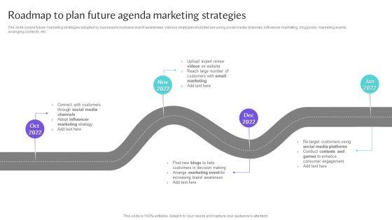 Roadmap To Plan Future Agenda Marketing Strategies Elements PDF Roadmap To Plan Future Agenda Marketing Strategies Elements PDF