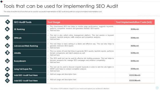 SEO_Audit_Summary_To_Increase_Tools_That_Can_Be_Used_For_Implementing_SEO_Audit_Infographics_PDF_Slide_1.jpg