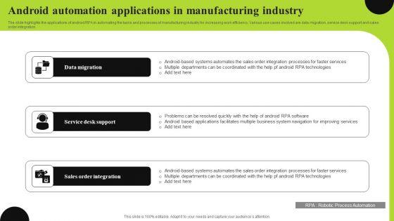 Android Automation Applications In Manufacturing Industry Brochure PDF Android Automation Applications In Manufacturing Industry Brochure PDF