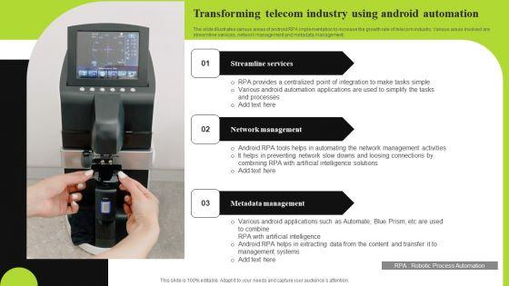 Transforming Telecom Industry Using Android Automation Topics PDF Transforming Telecom Industry Using Android Automation Topics PDF