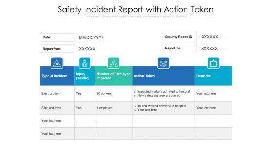 Safety Incident Report With Action Taken Ppt PowerPoint Presentation Show Design Inspiration PDF Safety Incident Report With Action Taken Ppt PowerPoint Presentation Show Design Inspiration PDF