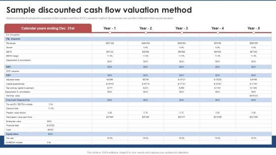 Sample_Discounted_Cash_Flow_Valuation_Method_Brand_Value_Estimation_Guide_Themes_PDF_Slide_1.jpg