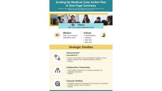 Scaling_Up_Medical_Care_Action_Plan_In_One_Page_Summary_PDF_Document_PPT_Template_Slide_1.jpg