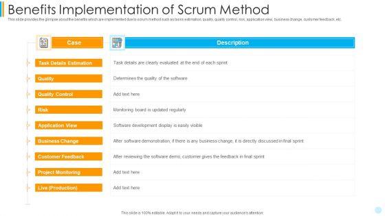 Scrum Development Model Benefits Implementation Of Scrum Method Brochure PDF Scrum Development Model Benefits Implementation Of Scrum Method Brochure PDF