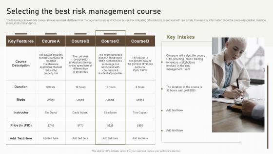 Selecting The Best Risk Management Course Demonstration PDF Selecting The Best Risk Management Course Demonstration PDF