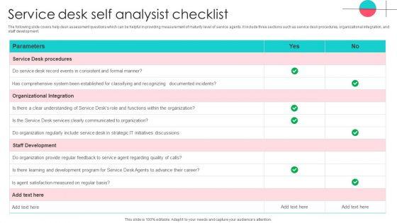 Service Desk Self Analysist Checklist Brochure PDF Service Desk Self Analysist Checklist Brochure PDF