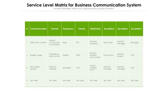 Service Level Matrix For Business Communication System Ppt PowerPoint Presentation Diagram Templates PDF Service Level Matrix For Business Communication System Ppt PowerPoint Presentation Diagram Templates PDF