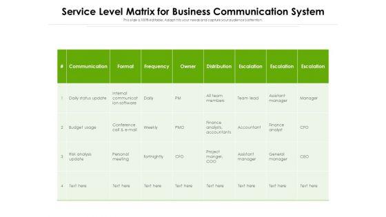 Service_Level_Matrix_For_Business_Communication_System_Ppt_PowerPoint_Presentation_Diagram_Templates_PDF_Slide_1.jpg