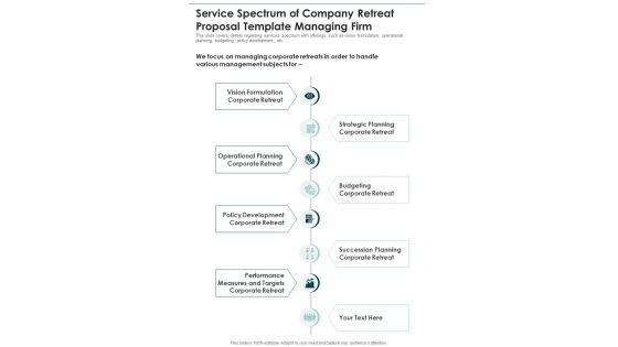 Service_Spectrum_Of_Company_Retreat_Template_Managing_Firm_One_Pager_Sample_Example_Document_Slide_1.jpg