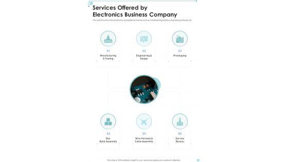Services_Offered_By_Electronics_Business_Company_One_Pager_Sample_Example_Document_Slide_1.jpg