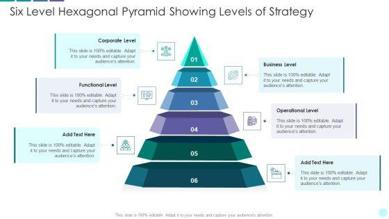 Six Level Hexagonal Pyramid Showing Levels Of Strategy Brochure PDF Six Level Hexagonal Pyramid Showing Levels Of Strategy Brochure PDF