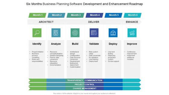 Six_Months_Business_Planning_Software_Development_And_Enhancement_Roadmap_Formats_Slide_1.jpg