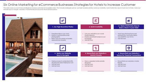 Six_Online_Marketing_For_Ecommerce_Businesses_Strategies_For_Hotels_To_Increase_Customer_Rules_PDF_Slide_1.jpg