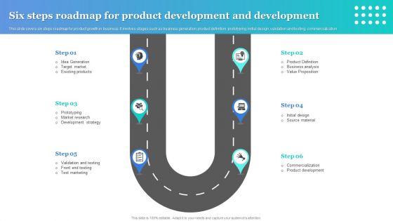 Six_Steps_Roadmap_For_Product_Development_And_Development_Icons_PDF_Slide_1.jpg