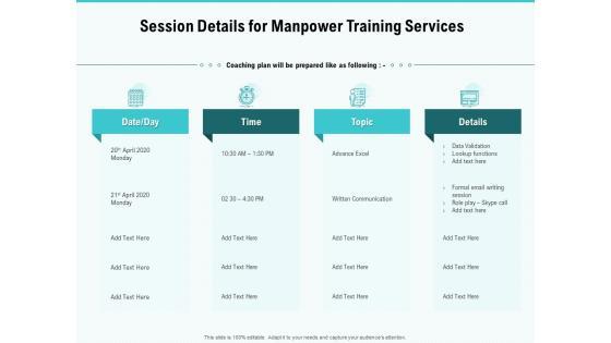 Skill Development Employee Training Session Details For Manpower Training Services Topics PDF Skill Development Employee Training Session Details For Manpower Training Services Topics PDF