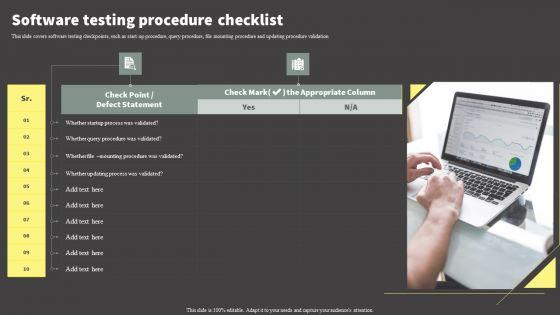 Software Development Life Cycle Planning Software Testing Procedure Checklist Themes PDF Software Development Life Cycle Planning Software Testing Procedure Checklist Themes PDF