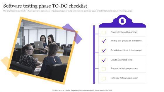 Software Testing Phase TODO Checklist Playbook For Enterprise Software Organization Designs PDF Software Testing Phase TODO Checklist Playbook For Enterprise Software Organization Designs PDF