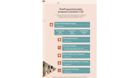 Staff Apprenticeship Program Schedule Proposal For Staff Apprenticeship Program One Pager Sample Example Document Staff Apprenticeship Program Schedule Proposal For Staff Apprenticeship Program One Pager Sample Example Document