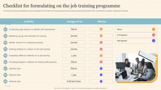 Staff_On_Job_Coaching_Program_For_Skills_Enhancement_Checklist_For_Formulating_On_The_Job_Training_Programme_Designs_PDF_Slide_1.jpg