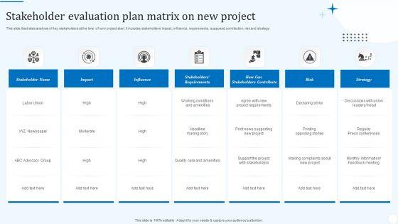 Stakeholder Evaluation Plan Matrix On New Project Ideas PDF Stakeholder Evaluation Plan Matrix On New Project Ideas PDF
