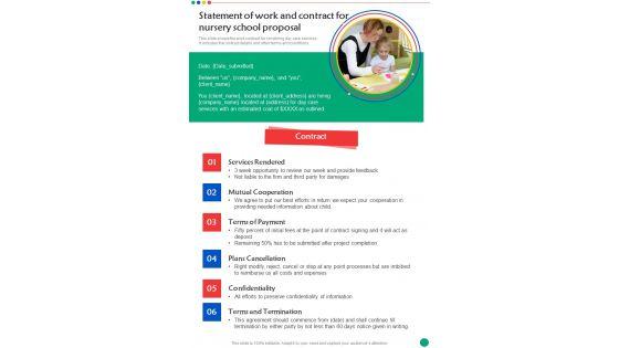 Statement_Of_Work_And_Contract_For_Nursery_School_Proposal_One_Pager_Sample_Example_Document_Slide_1.jpg