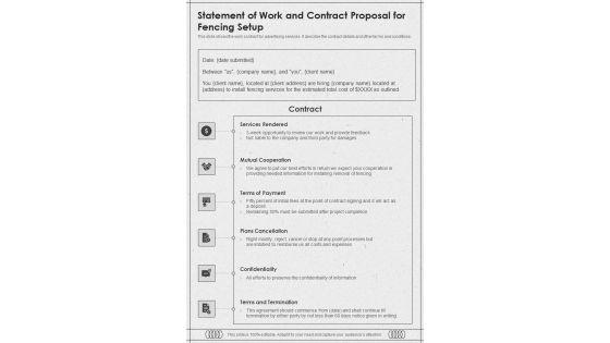 Statement_Of_Work_And_Contract_Proposal_For_Fencing_Setup_One_Pager_Sample_Example_Document_Slide_1.jpg