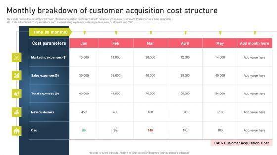 Strategies_For_Acquiring_Online_And_Offline_Clients_Monthly_Breakdown_Of_Customer_Acquisition_Cost_Structure_Background_PDF_Slide_1.jpg