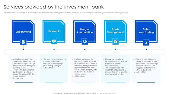 Strategy_To_Raise_Funds_Services_Provided_By_The_Investment_Bank_Icons_PDF_Slide_1.jpg